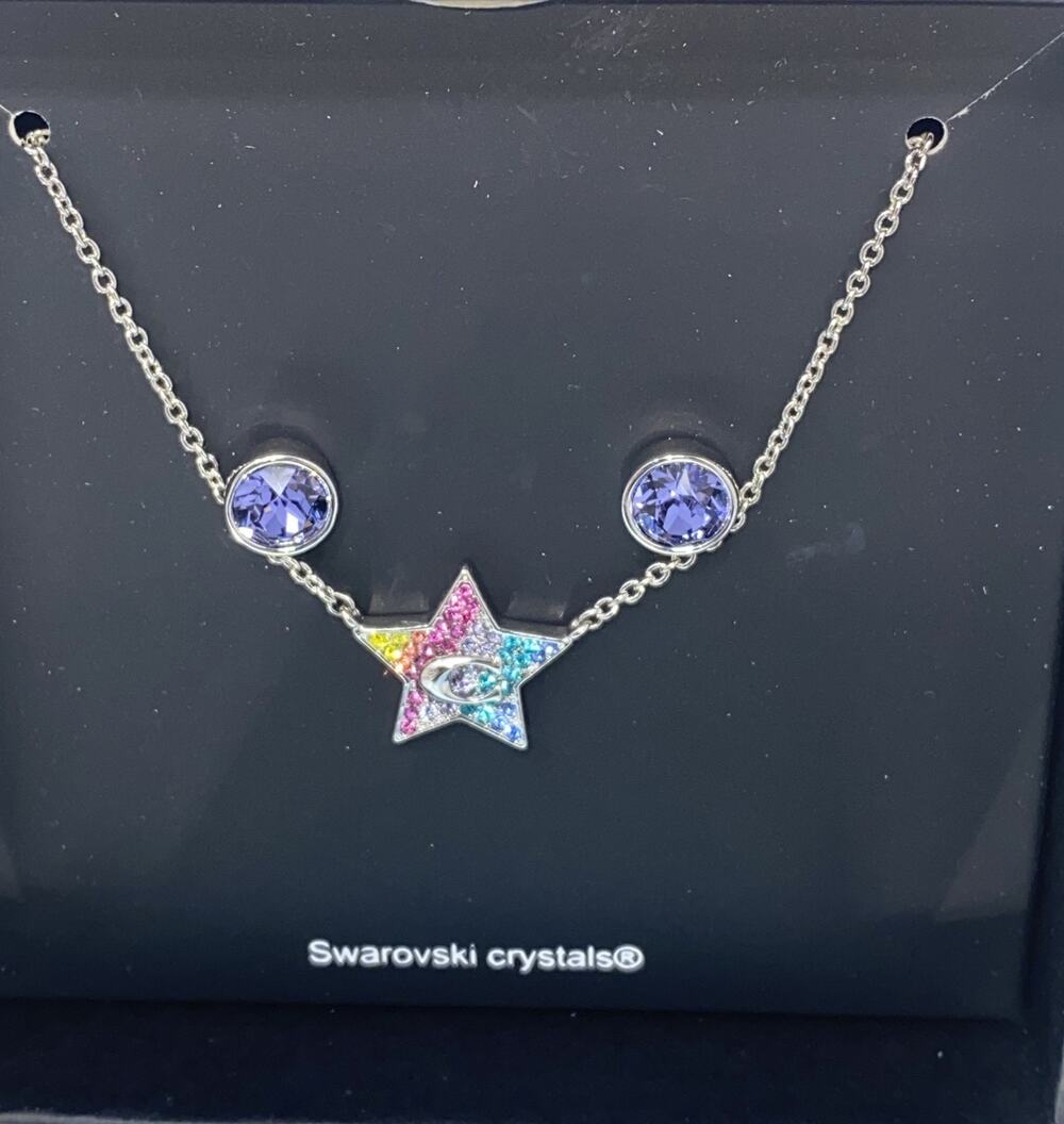 Coach Swarovski Crystal Star Necklace Earrings Gift Set Silver Tone New